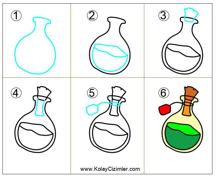 How to draw Potion Bottles easy drawings