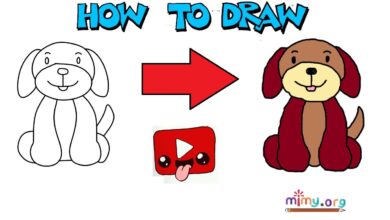 how to draw easy dog drawing