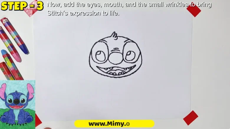 step 3 Fill in the Eyes, Mouth, and Wrinkles
