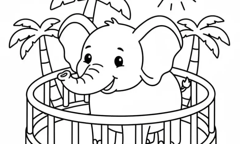 Amusement Park Elephant coloring pages