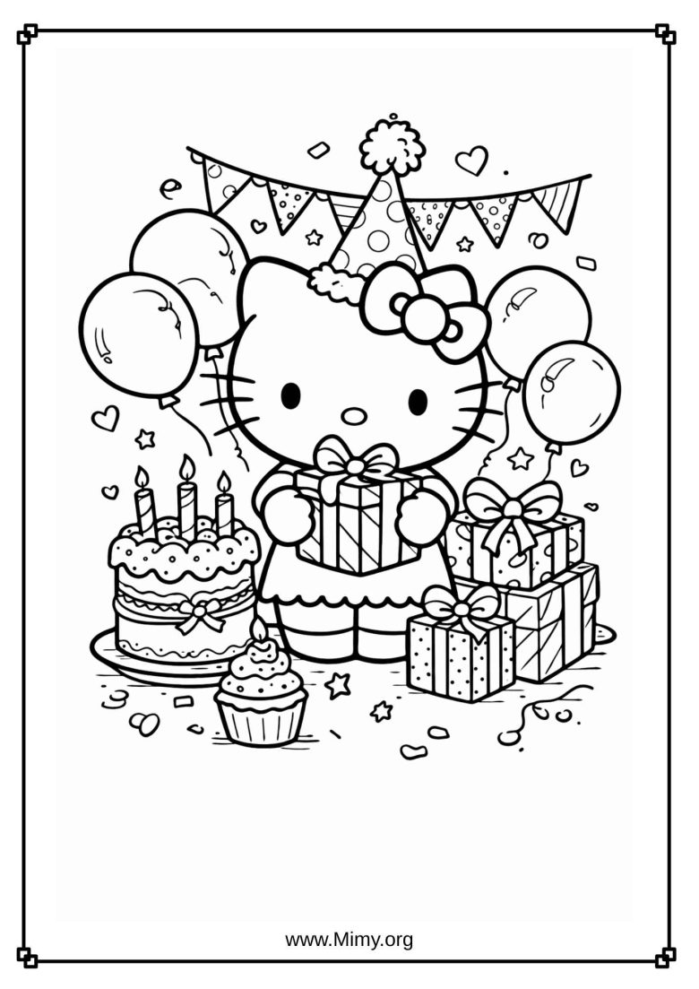 Hello Kitty Birthday Coloring Pages