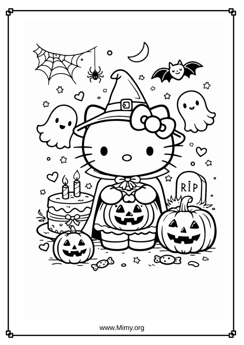 Hello Kitty Halloween Coloring Pages