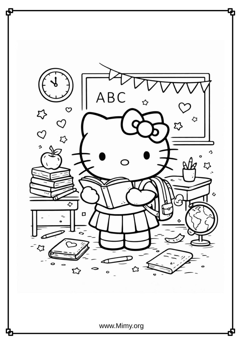 Hello Kitty School Coloring Pages PDF Download