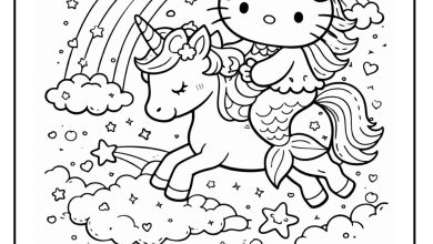 Hello Kitty Unicorn Coloring Pages PDF Download