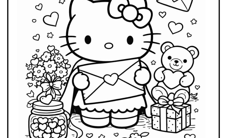 Hello Kitty Valentine Coloring Pages pdf download