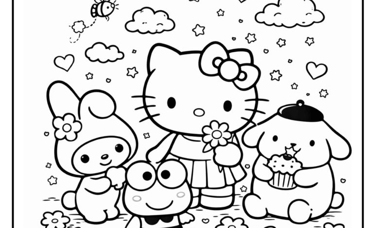 Hello Kitty and Friends Coloring Pages PDF Download