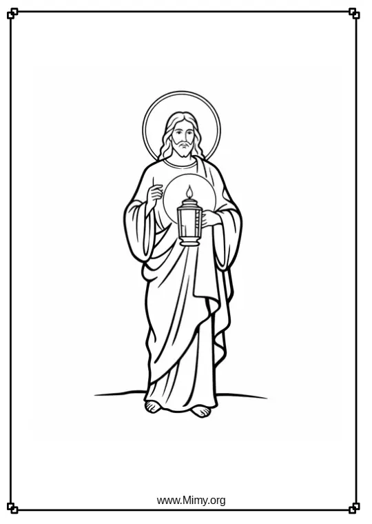Jesus Holds the Lantern Coloring Pages PDF Download
