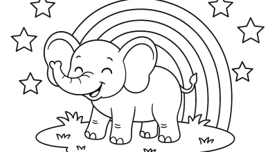 Rainbow Elephant coloring pages