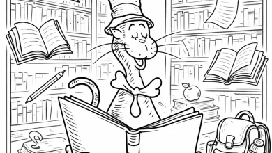 The Cat in the Hat Reading a Book coloring pages