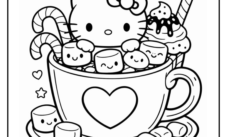 hello kitty marshmallow coloring page