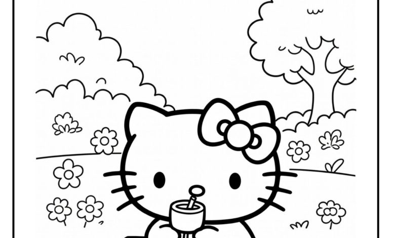 Hello Kitty Marshmallow Coloring Pages
