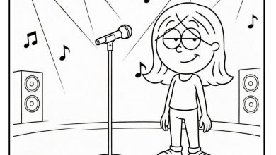 Lizzie McGuire - Stage & Microphone Coloring Pages PDF Download