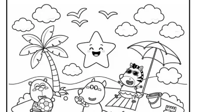 Wolfoo on the Beach Coloring Page - PDF Download