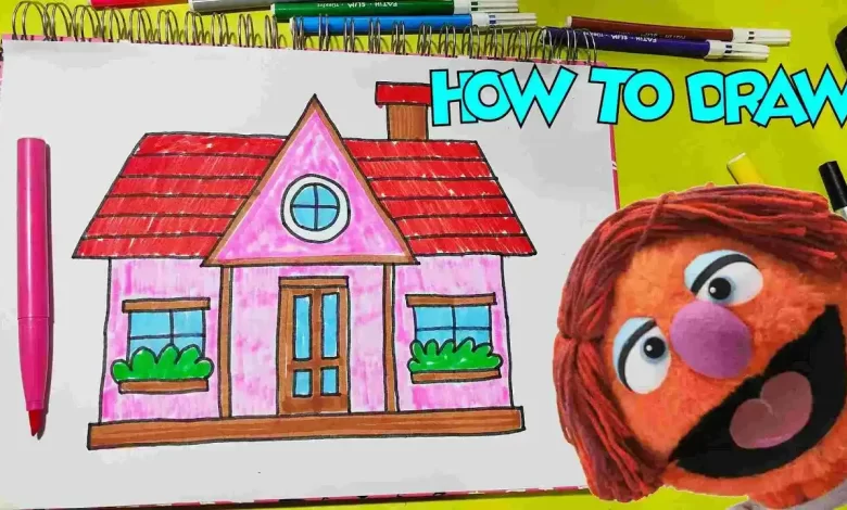 how to draw house, easy drawings