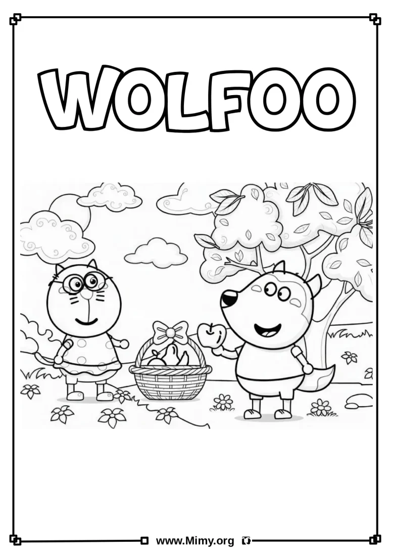 tranh tô màu wolfoo và pando