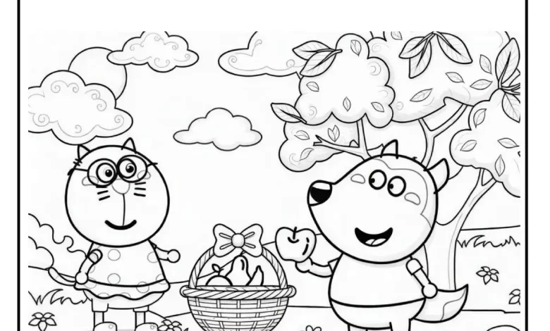 tranh tô màu wolfoo và pando