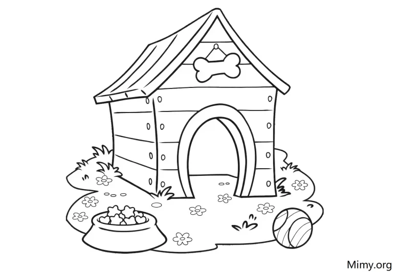 Kennel Coloring Page (Dog House)