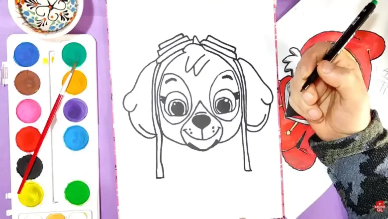 Skye, Paw Patrol drawing step by step easy drawings