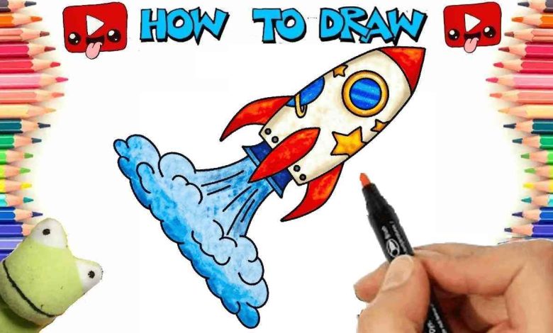 rocket draw, easy drawings
