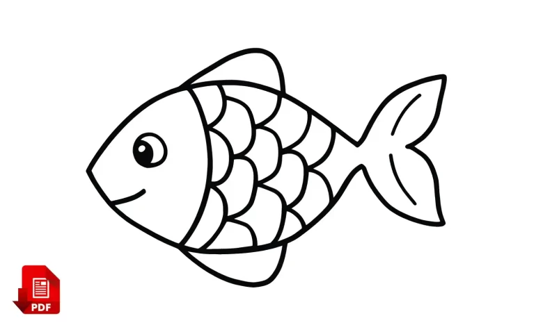 fish coloring page, printable pdf download