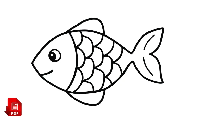 fish coloring page, printable pdf download