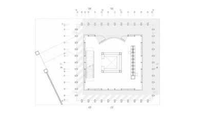 Tabancura School Library Pavilion plan çizimi